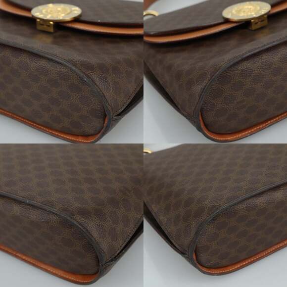 CELINE Macadam Canvas Hand Bag Pvc Leather Brown Gold - Picture 10 of 13